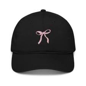 Black Cap with Pink Bow Accent